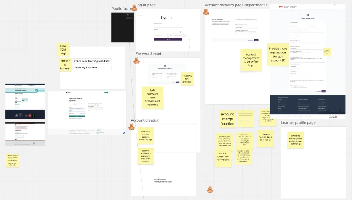 Design approach exploration for the account management flows